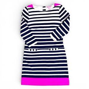 Lilly Pulitzer Striped Shift Dress Pink Hem Back Zip Size Small